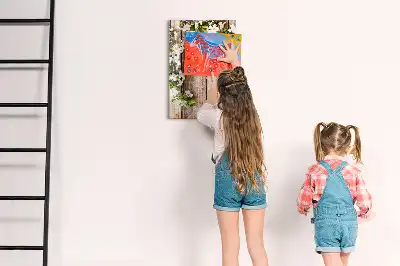 Magnetic writing board with flowers on wooden boards design