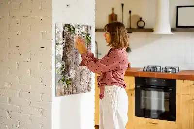 Magnetic writing board with flowers on wooden boards design