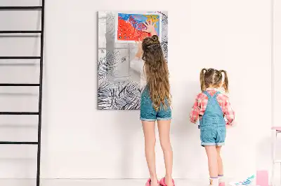 Magnetic writing board palm leaves pattern