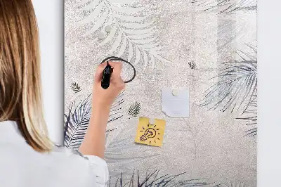 Magnetic writing board palm leaves pattern