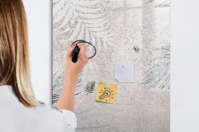 Magnetic writing board palm leaves pattern