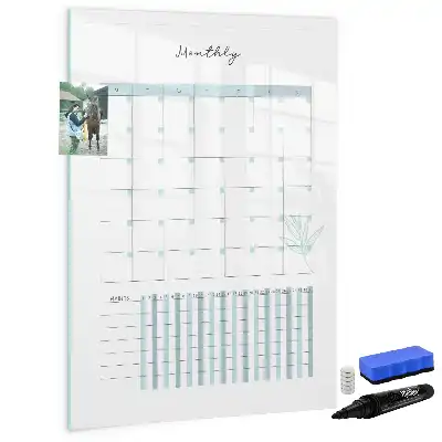 Monthly planner board with magnetic erase surface