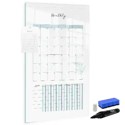 Monthly planner board with magnetic erase surface