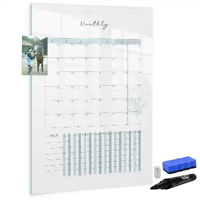 Monthly planner board with magnetic erase surface