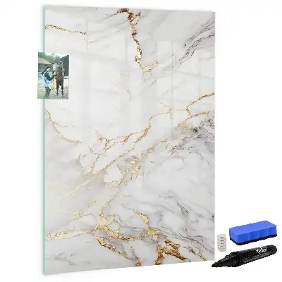 Magnetic writing board in a decorative marble finish