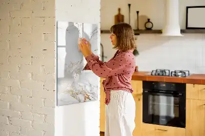 Magnetic writing board in a decorative marble finish
