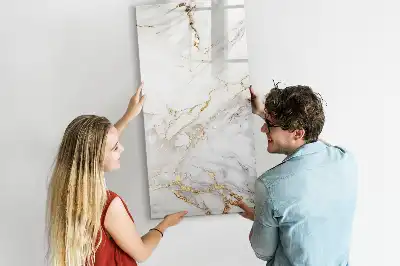 Magnetic writing board in a decorative marble finish
