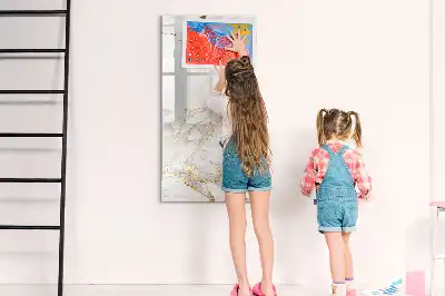 Magnetic writing board in a decorative marble finish
