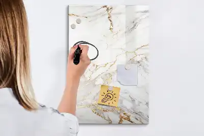 Magnetic writing board in a decorative marble finish