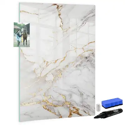 Magnetic writing board in a decorative marble finish