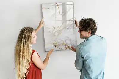 Magnetic writing board in a decorative marble finish