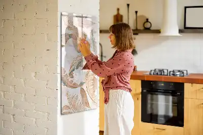 Magnetic dry erase board with bird feather pattern