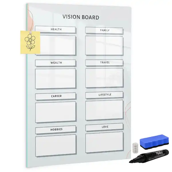 Magnetic vision board with writing surface