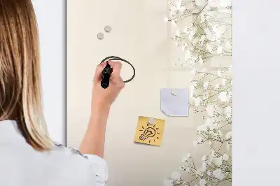 Magnetic erase board with delicate flowers design