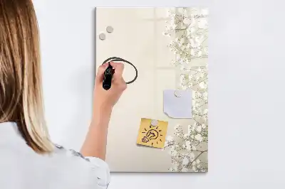Magnetic erase board with delicate flowers design