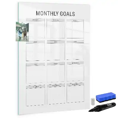Magnetic erase board for monthly goals