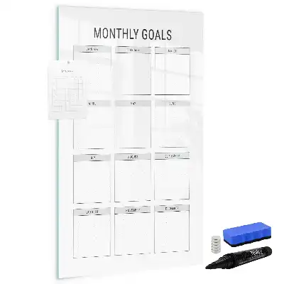 Magnetic erase board for monthly goals