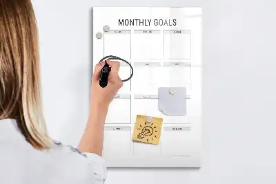 Magnetic erase board for monthly goals