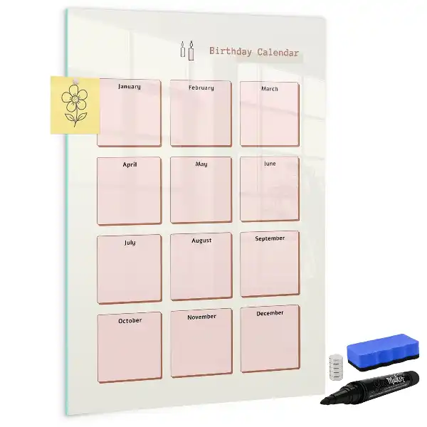 Birthday calendar magnetic erase board
