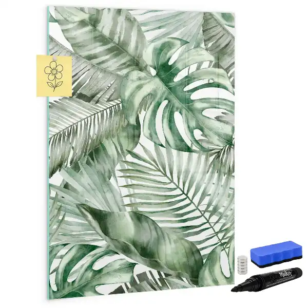 Magnetic writing board watercolor leaves pattern