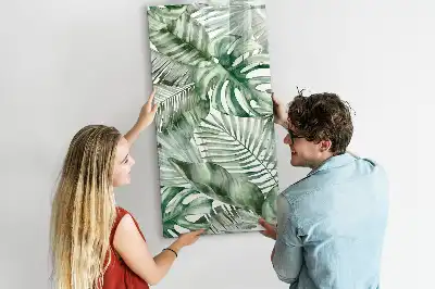 Magnetic writing board watercolor leaves pattern