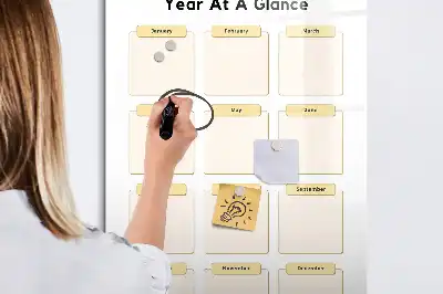 Magnetic yearly planner board magnetic dry erase surface
