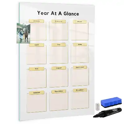 Magnetic yearly planner board magnetic dry erase surface