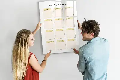 Magnetic yearly planner board magnetic dry erase surface