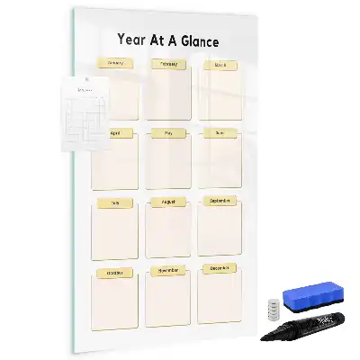 Magnetic yearly planner board magnetic dry erase surface