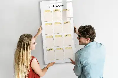 Magnetic yearly planner board magnetic dry erase surface