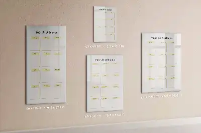 Magnetic yearly planner board magnetic dry erase surface