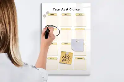Magnetic yearly planner board magnetic dry erase surface