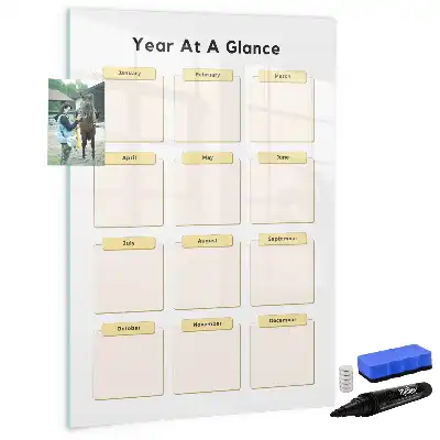 Magnetic yearly planner board magnetic dry erase surface