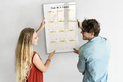 Magnetic yearly planner board magnetic dry erase surface