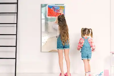 Magnetic writing board with pastel splatters