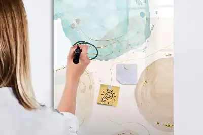 Magnetic writing board with pastel splatters