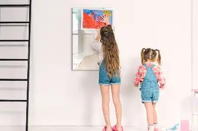 Magnetic writing board with pastel splatters