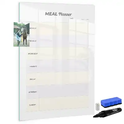 Magnetic meal planner dry erase board for refrigerator
