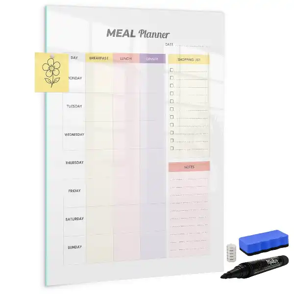Magnetic writing board nutrition planner