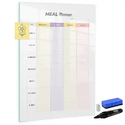 Magnetic meal planner dry erase board for refrigerator