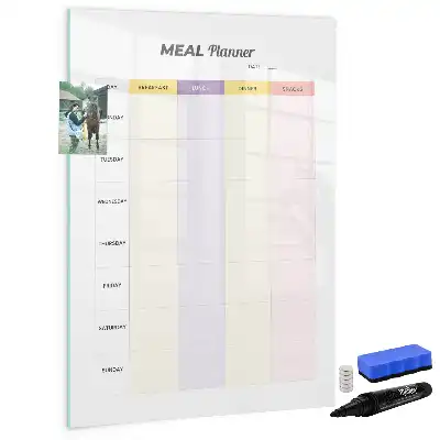 Magnetic meal planner dry erase board for refrigerator