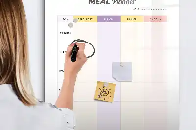 Magnetic meal planner dry erase board for refrigerator
