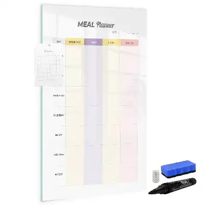 Magnetic meal planner dry erase board for refrigerator