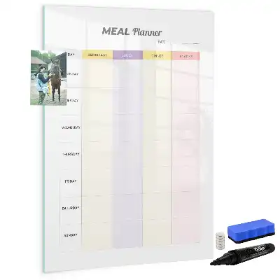 Magnetic meal planner dry erase board for refrigerator