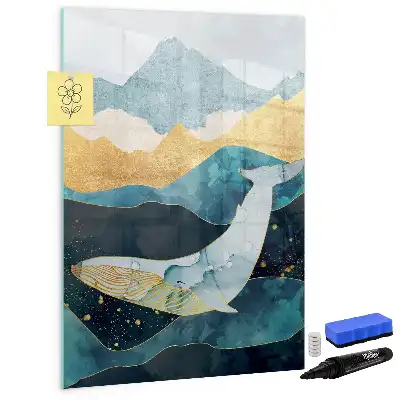 Magnetic writing board marble whale design