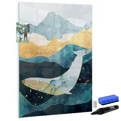 Magnetic writing board marble whale design