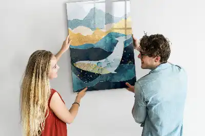 Magnetic writing board marble whale design