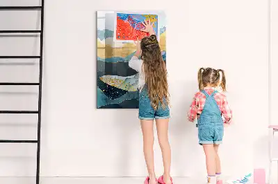 Magnetic writing board marble whale design