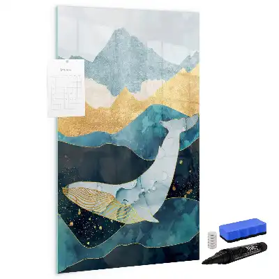 Magnetic writing board marble whale design