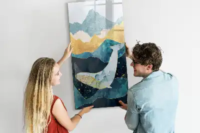 Magnetic writing board marble whale design